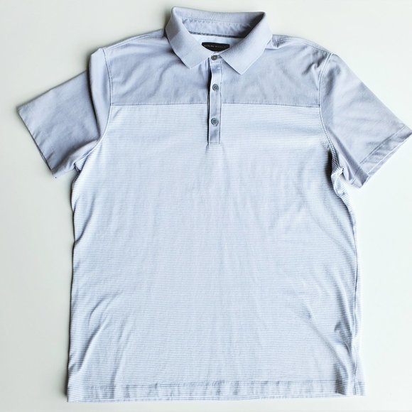 Banana Republic Men's Blue Fog & White Stripe Polo - Picture 1 of 5
